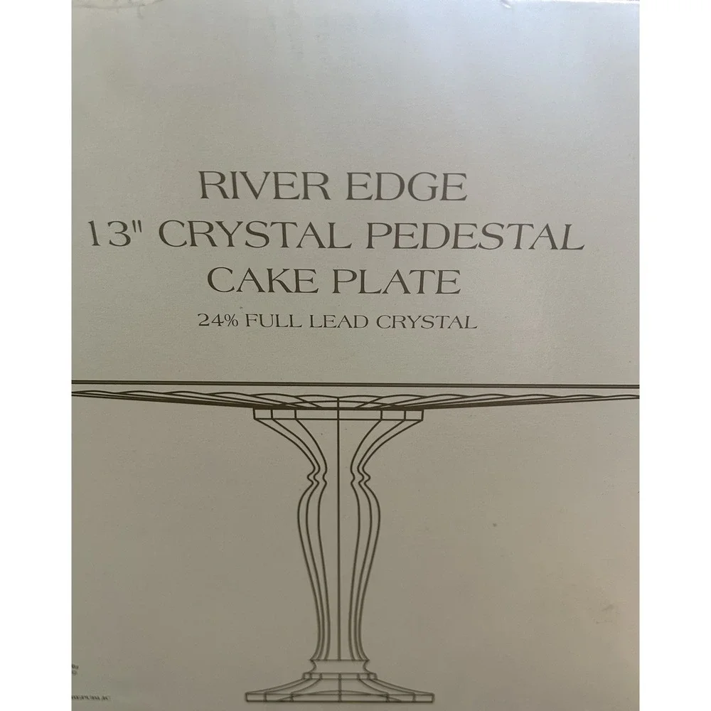Godinger Shannon River Edge Crystal Cake Pedestal NIB Clear 13